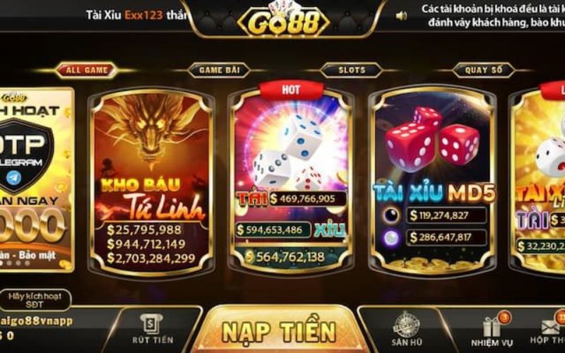 Những tựa game thu hút người chơi tại nhà cái Go88